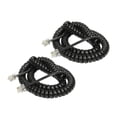 thumbnail image 1 of iMBAPrice Telephone Headset Cable, 12ft RJ22 Heavy Duty Coiled Cord for Home or Office, 2 Pack Black, 1 of 6