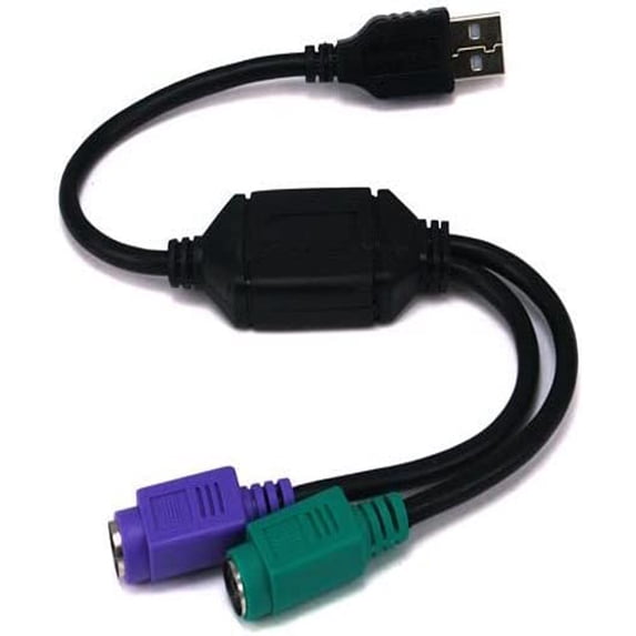 iMBAPrice USB To Dual PS2 Adapter for Mouse and Keyboard - Black, 1 Pack