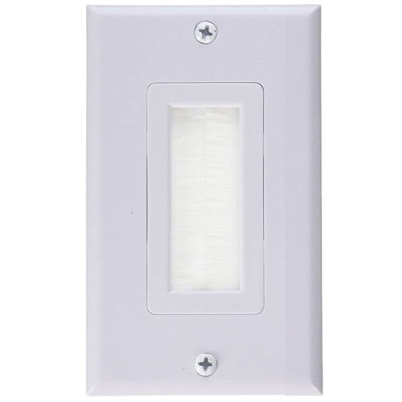 iMBAPrice One Gang Cable Wall Plate, Plastic Material Brush Bristles, Home Theater 4 inches - White