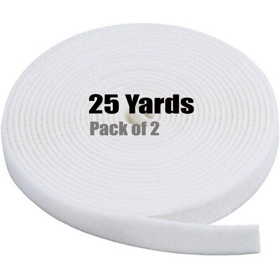 iMBAPrice 75 feet Cable Fastening Tape with Hook and Loop Fastener Type - White, 2-Pack
