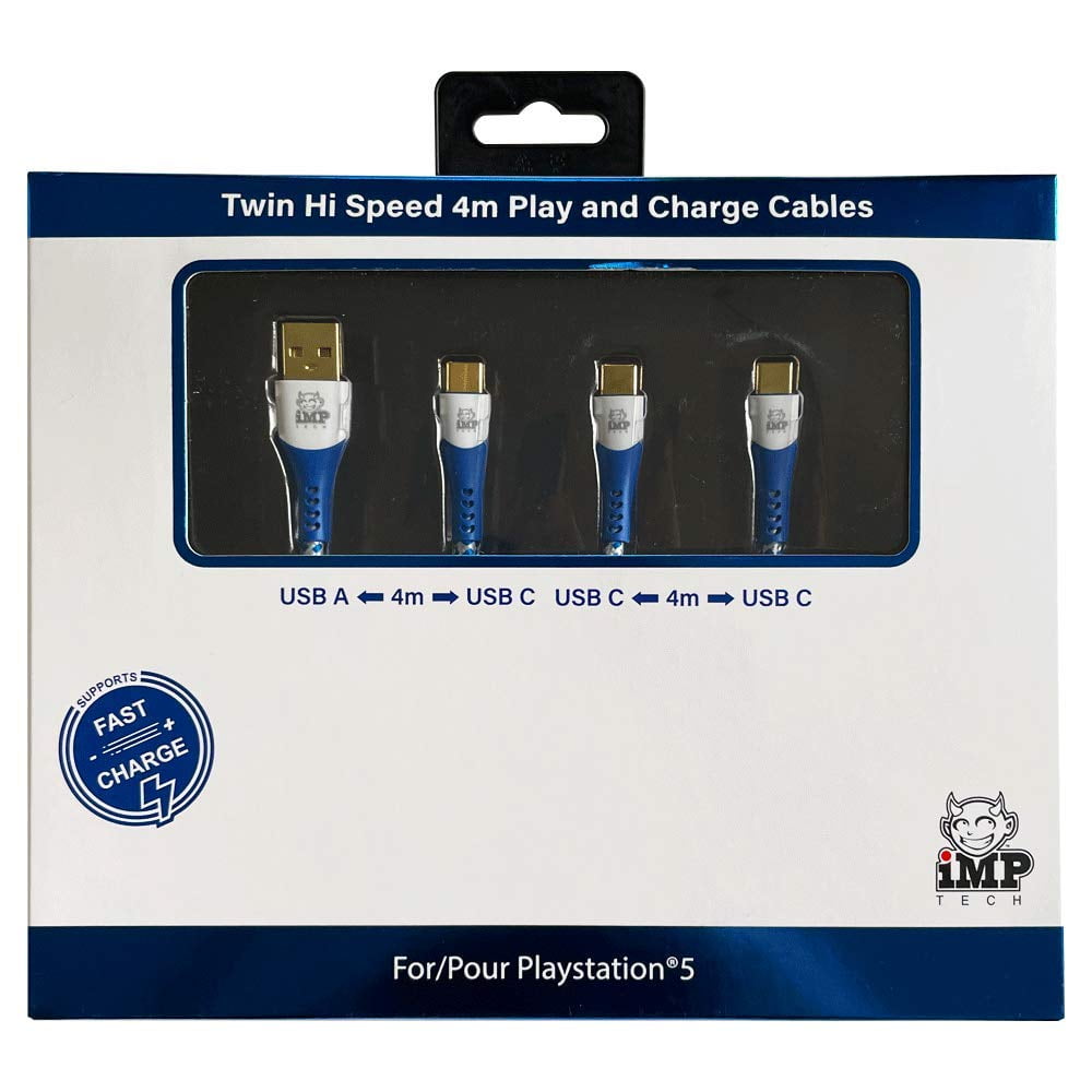 iMP Tech PS5 High Speed 4 Metre Play & Charge Cable Twin Pack (PS5) (PlayStation 5)