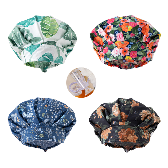 iMZOON 4 Pcs Scrub Hats Women,Bouffant Caps with Sweatband,Adjustable ...
