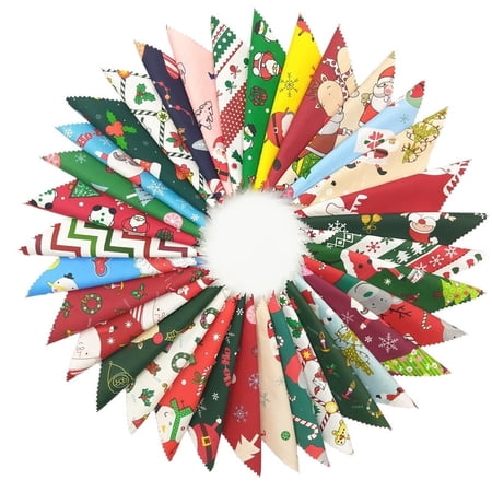 iMZoon 100Pcs 5" x 5" Quilting Cotton Fabric Squares with Wavy Edges Charm Packs for Quilting 5 Inch, Fabric Scraps Christmas Style