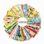 iMZoon 100Pcs 5" x 5" Quilting Cotton Fabric Squares with Wavy Edges Charm Packs for Quilting 5 Inch, Fabric Scraps Floral Squares