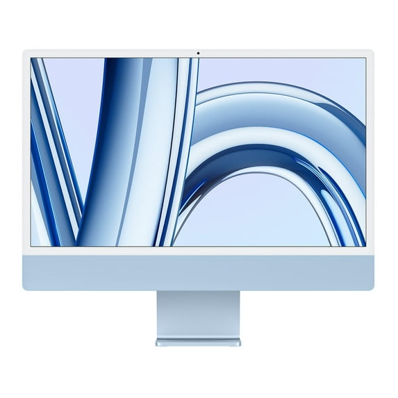 Pre-Owned iMac 24 (Retina 4.5K 10GPU, Blue) 4.05Ghz 8-Core M3 (2023) 8 GB & 256 GB Flash HD 4480 x 2520 Dual Boot Mac OS/Win 11 Wireless Keyboard/Mouse