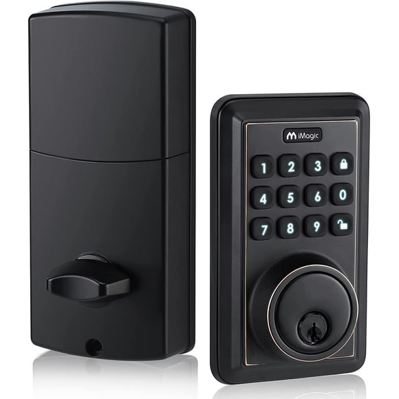 iMagic Keypad Deadbolt, Keyless Entry Deadbolt Lock, Electronic Keypad Door Lock, Auto Lock, 50 User Codes, Easy to Install (Oil Rubbed Bronze)