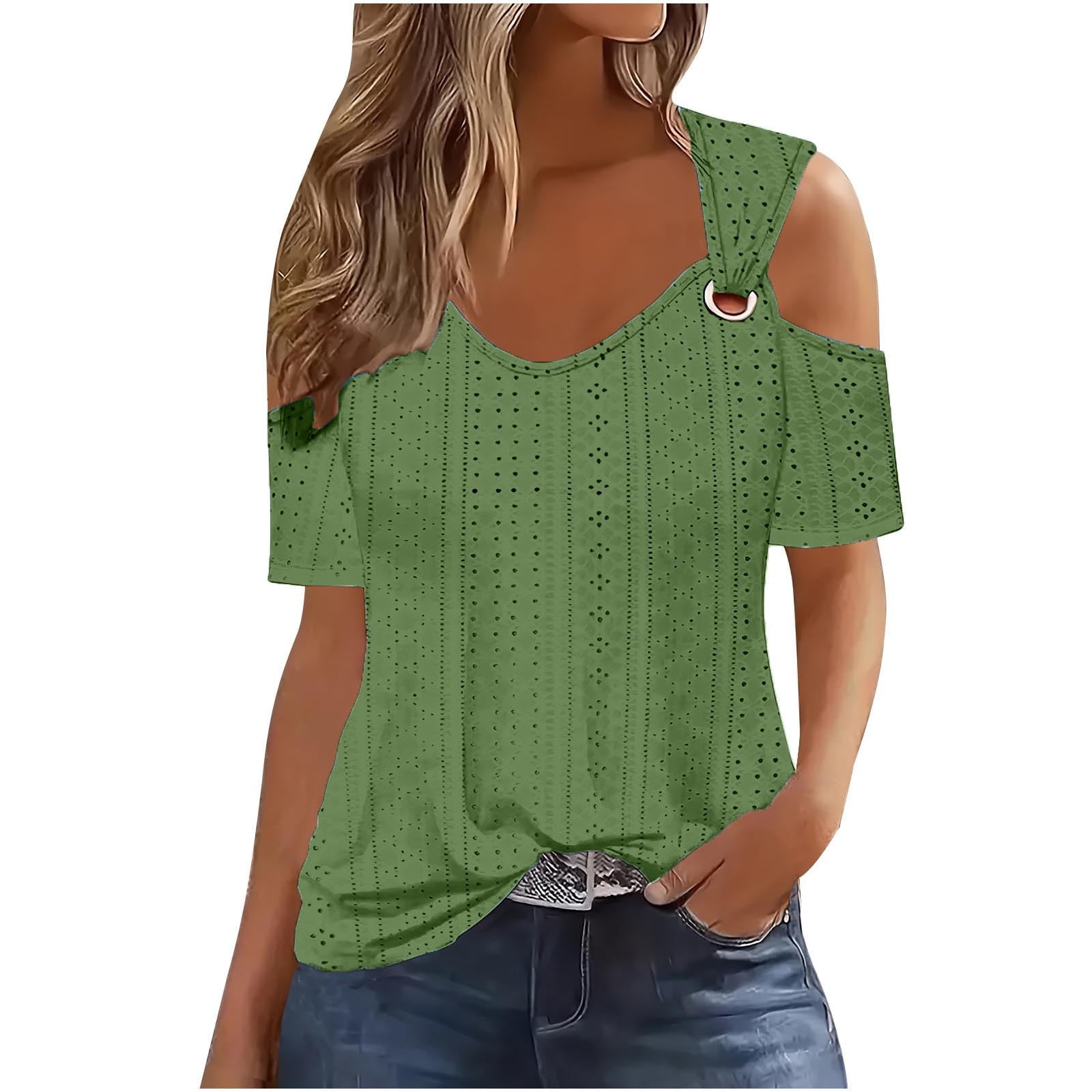 iMai Summer Tops For Women 2024 3/4 Sleeve BlouseHigh Neck Fitted Tank