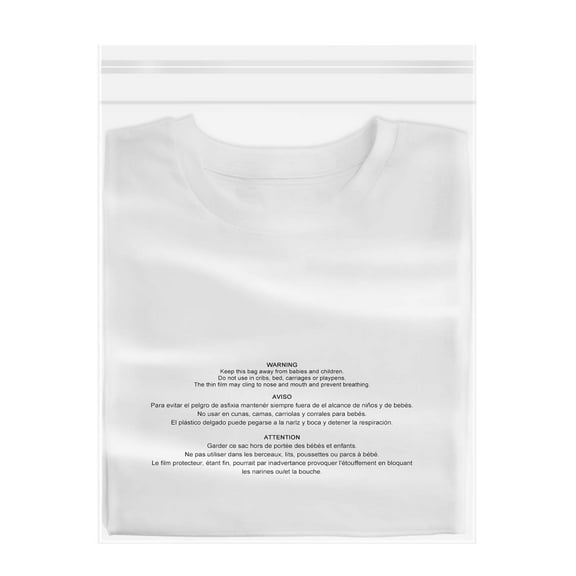 iMailer - 1000 Count - 14" x 20" Clear Plastic Poly Bags with Suffocation Warning Self Seal 1.6 Mil for Clothing, T-Shirts, Pants-Resealable Adhesive,Not Strong