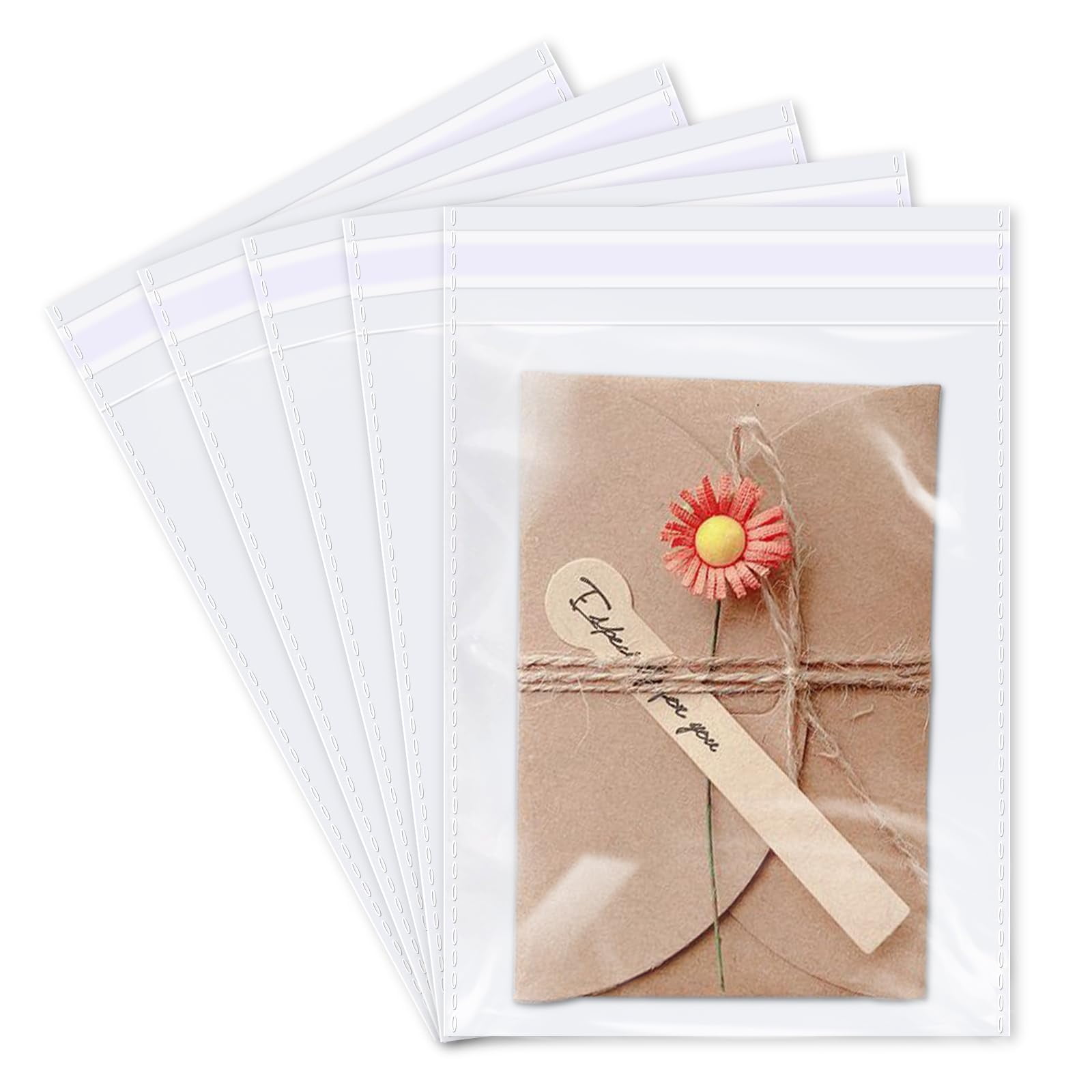 500 Pcs - 6" X 9", Suffocation Warning Self Seal Clear Plastic Poly Bags 1 6 Mil For A7 A8 A9 Cards And Envelopes Bakery Cookies Candies Permanent Glue