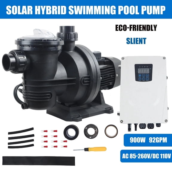 iMeshbean 1.2HP Solar Hybrid Swimming Pool Pump Kits with AC DC Auto-switching Controller