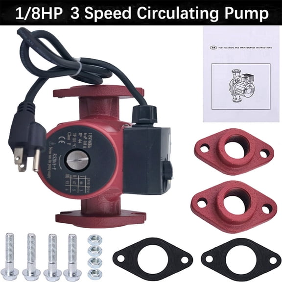 iMeshbean 1/8HP 3Speed Cast Iron Circulator Pump,Outdoor Furnace,Hot water heat,Solar,115V