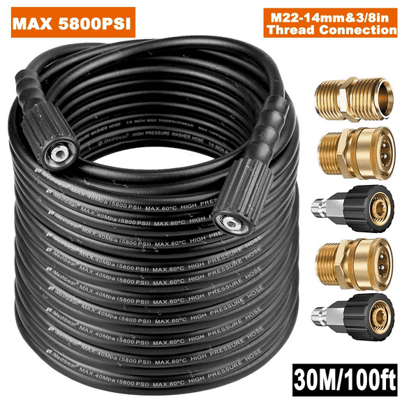 iMeshbean 100 FT Pressure Washer Hose 1/4" Replacement Power Wash Hose with Quick Connect