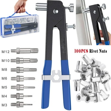 WANGR Manual Rivet Nut Tool Kit With 110pcs Blind Nuts - M3 M4 M5 M6 M8 Threaded Inserts