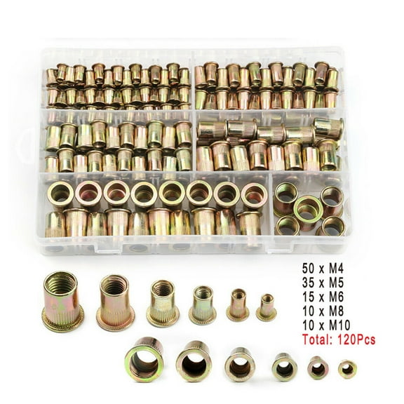 iMeshbean 120 Nuts For Rivet Gun Kit Rivnut Thread Setting Tool Nut Setter NutSert, With Box