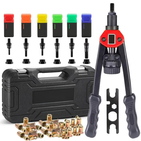 iMeshbean 13 Hand Riveter Rivet Gun Professional installation Kit Including 6 Interchangeable MandrelM3 M4 M5 M6 M8 M10And 60PCS Rivets Nuts