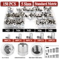 thumbnail image 1 of iMeshbean 150pcs Stainless Steel Rivet Nut Kit Metric Rivnuts Nutsert Assorted M3-M8 Set, 1 of 15