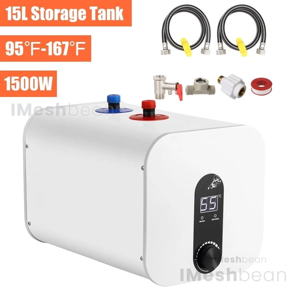 iMeshbean 15L/4 Gal Instant Electric Water Heater Shower 1500W 110V Compact Mini-Tank Storage