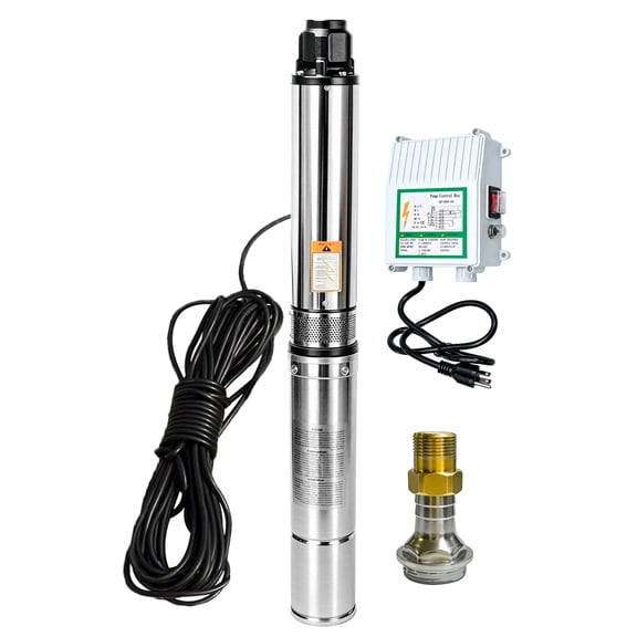iMeshbean 1HP 110V Deep Well Submersible Pump w/Control Box, 33GPM, 305FT Lift, 4" OD, 50FT Power Cord