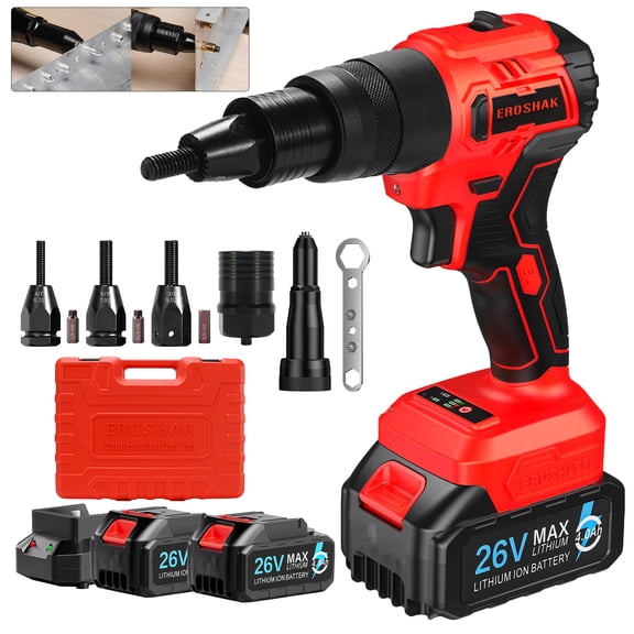 iMeshbean 2 in 1 Cordless Rivet Gun with 2 battery, Electric Riveter Brushless Riveting Tool for Mikita 18V