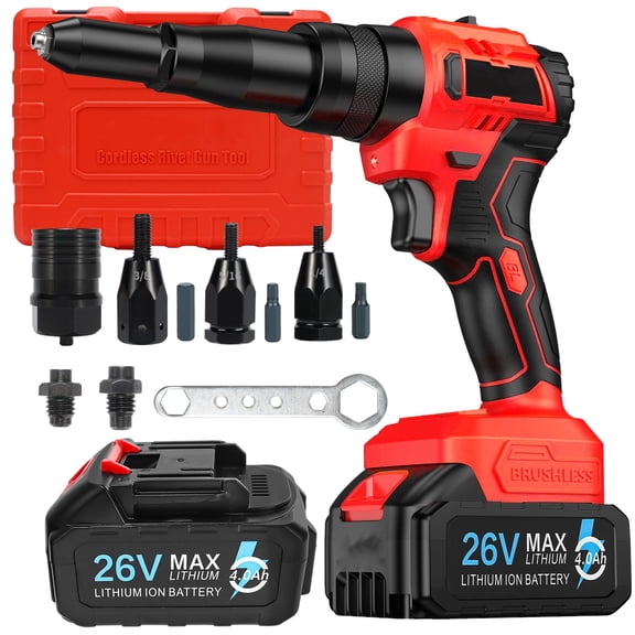 iMeshbean 2 in 1 Cordless Rivet Gun with 2 battery, Electric Riveter Brushless Riveting Tool for Mikita 18V