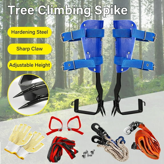 iMeshbean 220LBS Tree Climbing Spikes Adjustable Height Pole Tree Climbing Spurs Steel