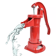 iMeshbean Cast Iron Manual Hand Water Pitcher Pump 25Ft Lift Hand Well Pump Suction Red