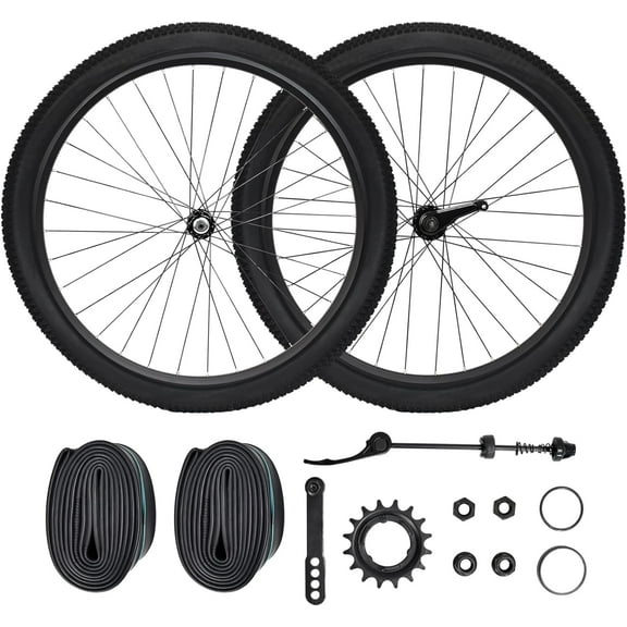 iMeshbean 26 inch Coaster Brake Wheel Sets, 36 Stainless Spokes, Single Speed for Beach Cruiser Bike Bicycle with Tires and Tubes, Black
