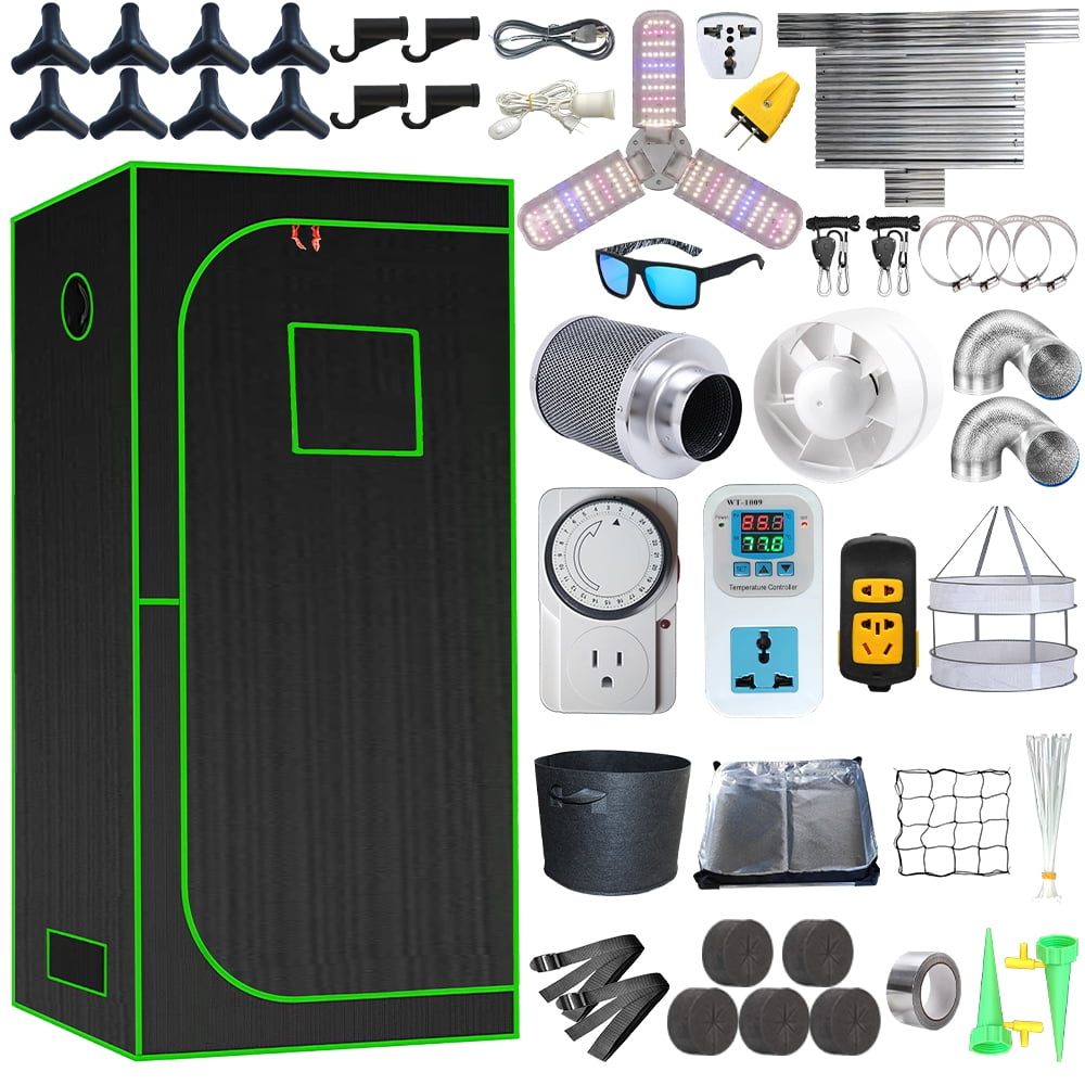 "iMeshbean 2x2 Hydroponics Grow Tent Kit, 24""x24""x55"", Fan, Filter