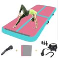thumbnail image 1 of iMeshbean 3.3ft*20ft*8in Inflatable Gymnastics Cheerleading Tumbling Mat Air Track Home Floor Mats with 500W Electric Pump, Mint Green + Pink, 1 of 3