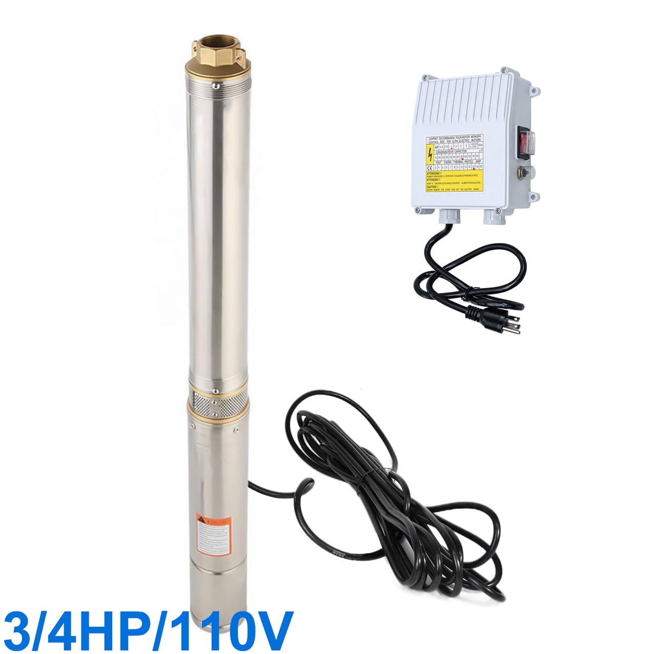 iMeshbean 3" Deep Submersible Well Pump 3/4 HP Submersible Well Pump 110V 13GPM Water Pump 247ft