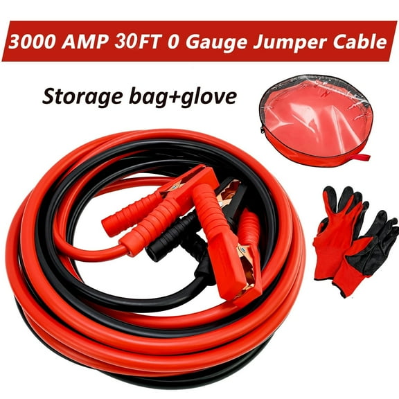 iMeshbean 30ft Auto Jumper Cables 0 Gauge 3000AMP, Automotive Booster Cables for Car Van
