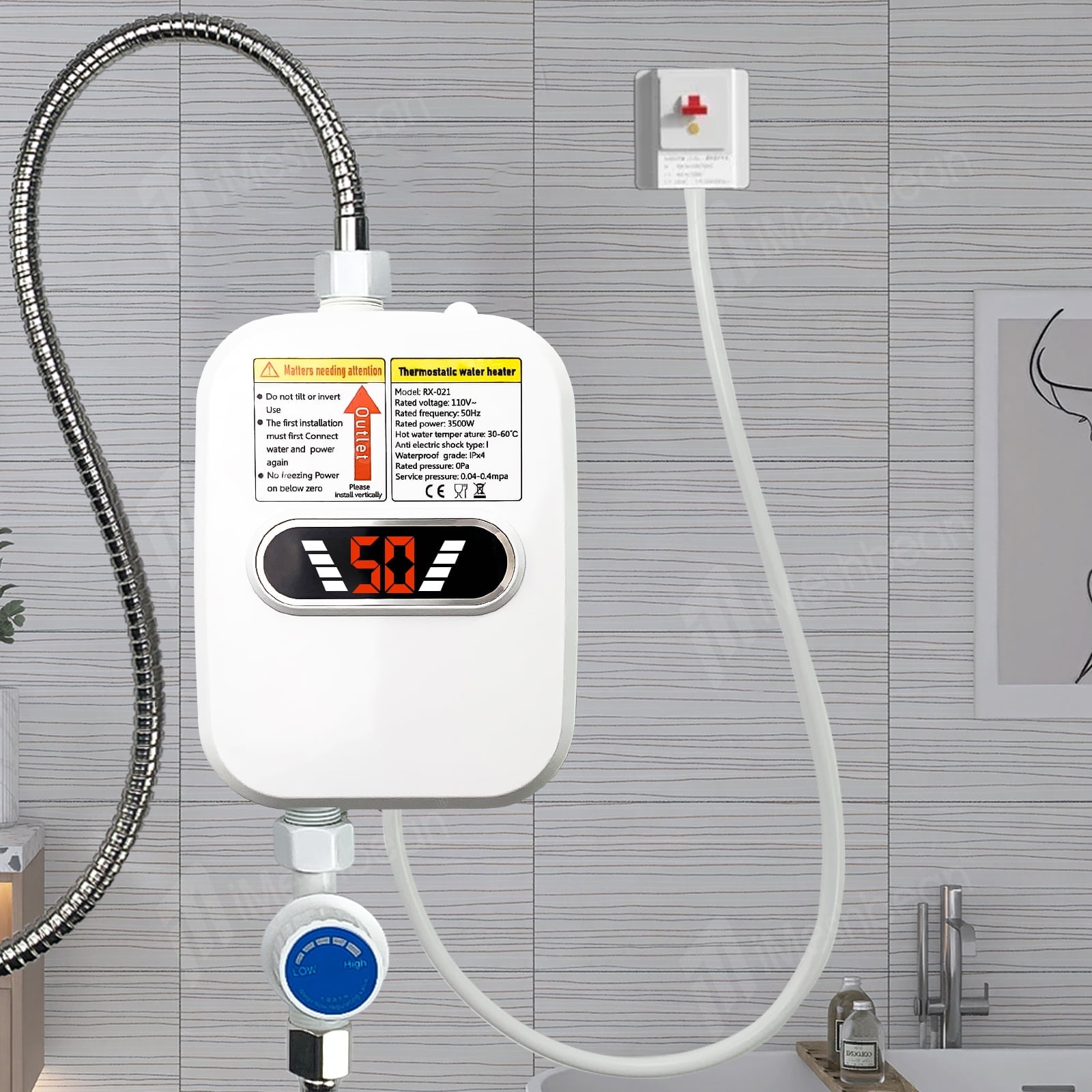 iMeshbean 3500W Electric Tankless Water Heater Instant Hot Water Heater for Sink & Shower