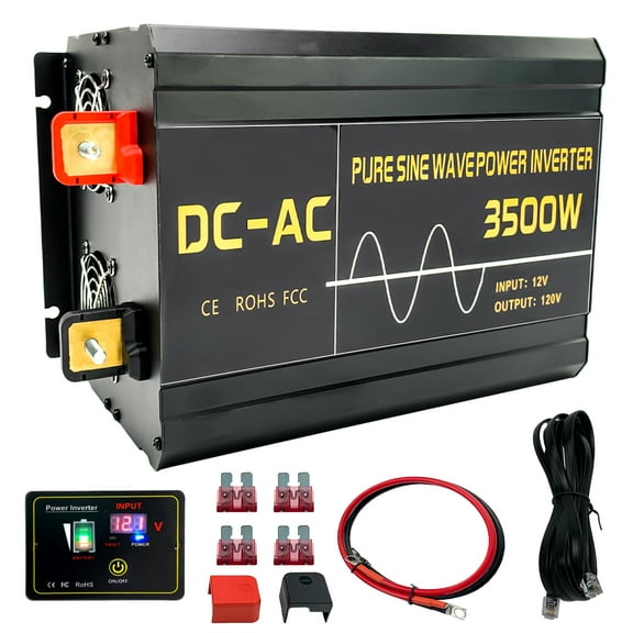 iMeshbean 3500W Power Inverter DC 12V -AC 120V Converter LCD Display Inverter w/Type-C&USB