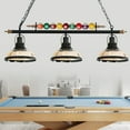 thumbnail image 1 of iMeshbean 39" Hanging Pool Table Light Fixture Billiard Pendant Lamp w/ 3 Glass Shades, for 7' - 8' -9" Table, Black Metal Ball Design, 1 of 10