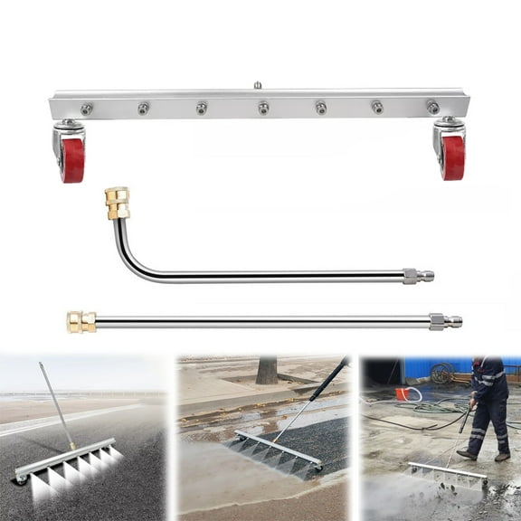 iMeshbean 39 inch Pressure Washer Water Broom  Surface Cleaner 4000Psi Power Broom Sweeper w/ 7 Nozzles 2 Extension Wand for Concrete Driveway Sidewalk Deck, Roof,Floor Cleaning (39 INCH)