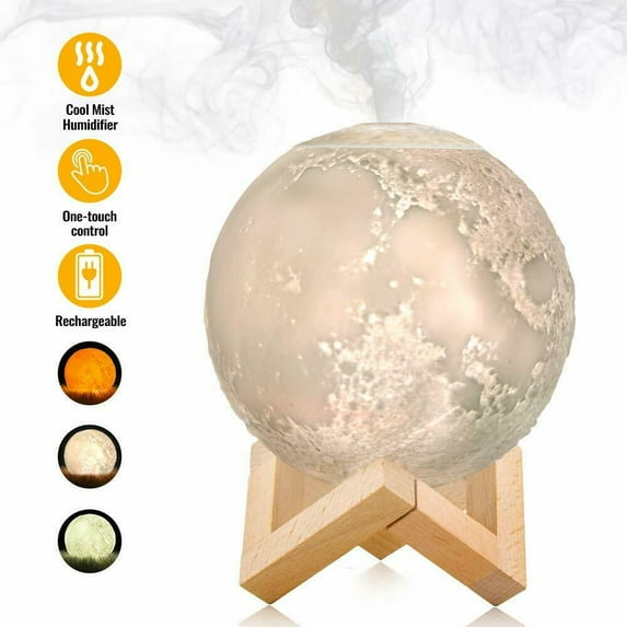 iMeshbean 3D Humidifier Diffuser Moon Lamp Moonlight USB LED Night Lunar Mist Maker & Light