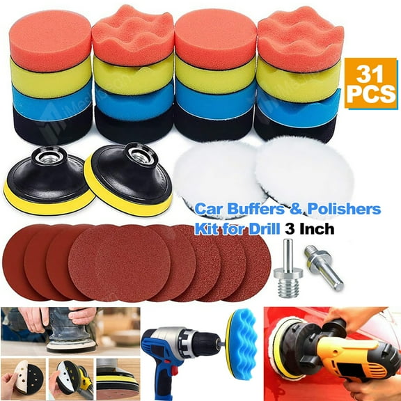 iMeshbean 3inch Car Polishing Buffing Pads Drill Sponge Kit Set Waxing Foam Polisher