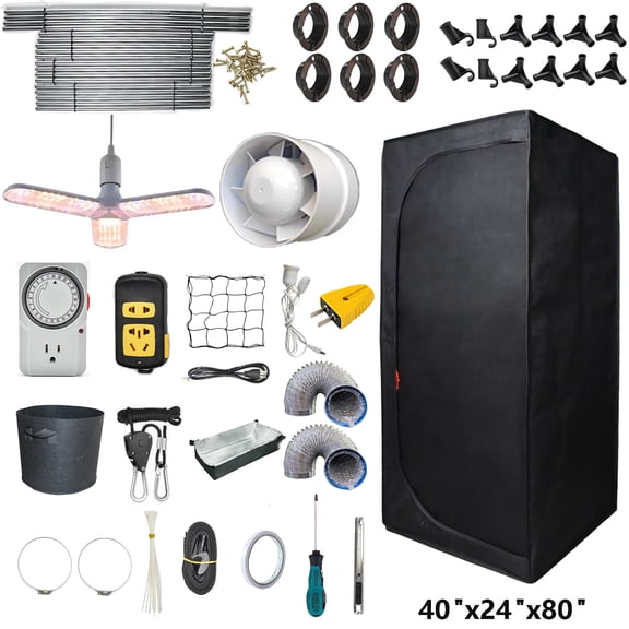 iMeshbean 40"x24"x80" Grow Tent Kit With Grow Light Grow Tent System, LED Grow Light Grow Tent Fan LED Grow Lights Full Spectrum, Hook