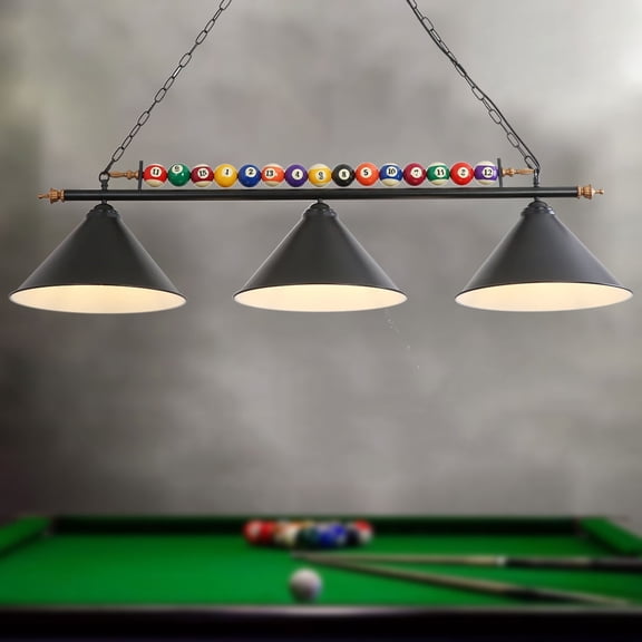 iMeshbean 47" 3-Light Hanging Pool Table Lights Fixture Billiard Pendant Lamp Fits E26 US