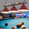 thumbnail image 1 of iMeshbean 47" Hanging Pool Table Lights Billiard Pool Table Lighting Fixtures for 7' 8' Table Real Billiard Ball Design Ceiling Lamp 3 Metal Lamp Shades for Game Room Pool Table Billiards (Burgundy), 1 of 5