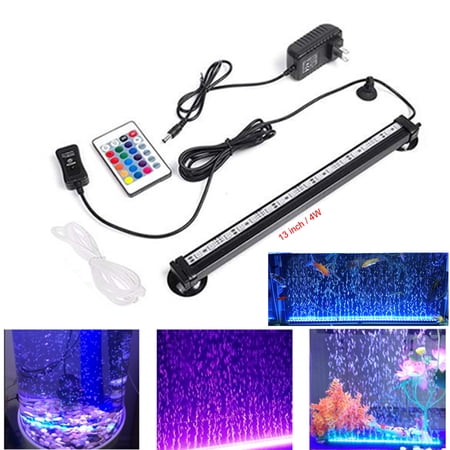 iMeshbean 4W Underwater Aquarium Air Bubble LED Light Fish Tank RGB Submersible Lamp + Remote, 13in