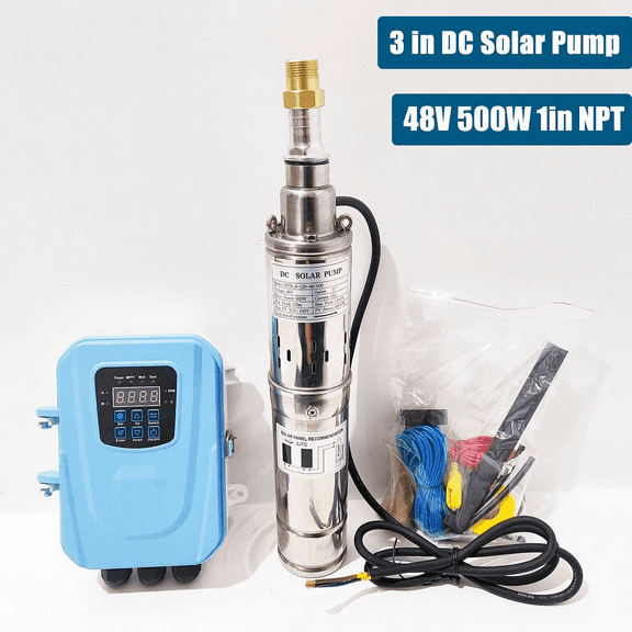 iMeshbean 500W DC 48V 3" Solar Pump Submersible Pump Bore Deep Well Pump + MPPT Controller