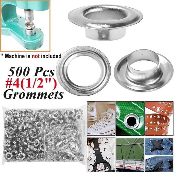 iMeshbean 500pc #4 1/2" 12mm Grommet Machine Grommets & Washers Banner Flag Nickel Eyelets