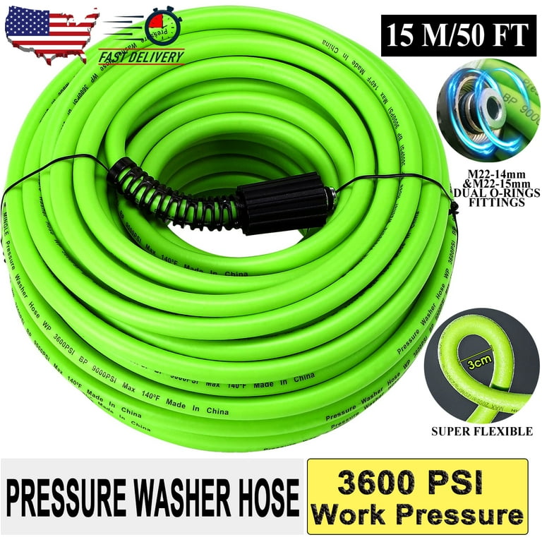 Imeshbean 50ft Pressure Washer Flexible Hose for Power Washer3600 PSI Kink Resistant Pressure Washing Extension HoseElectric Power Wash Hose for
