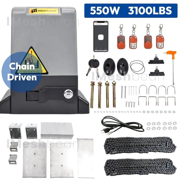 iMeshbean 550W 3100lbs Electric Automatic Sliding Gate Opener Motor APP Control 4 Remotes