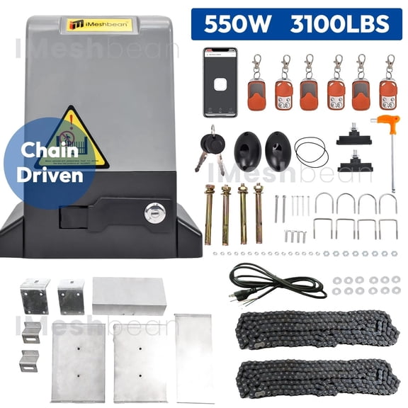iMeshbean 550W 3100lbs Electric Automatic Sliding Gate Opener Motor APP Control 6 Remotes