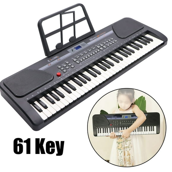 iMeshbean 61 Key Music Electronic Piano Keyboard for Beginners with Built-in Dual Speakers, Microphone & Display Panel, Black