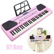 iMeshbean 61 Key Music Electronic Piano Keyboard for Beginners with Built-in Dual Speakers, Microphone & LCD Display, Pink