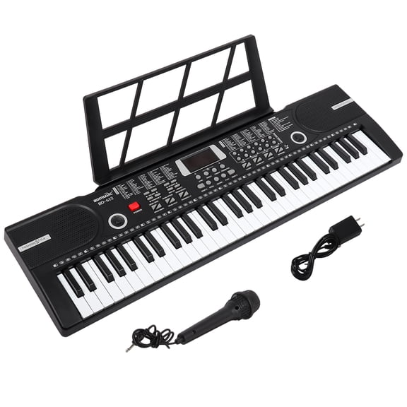 iMeshbean 61 Keys Keyboard Piano Electronic Digital Piano w/Built-In Speaker Microphone(black)