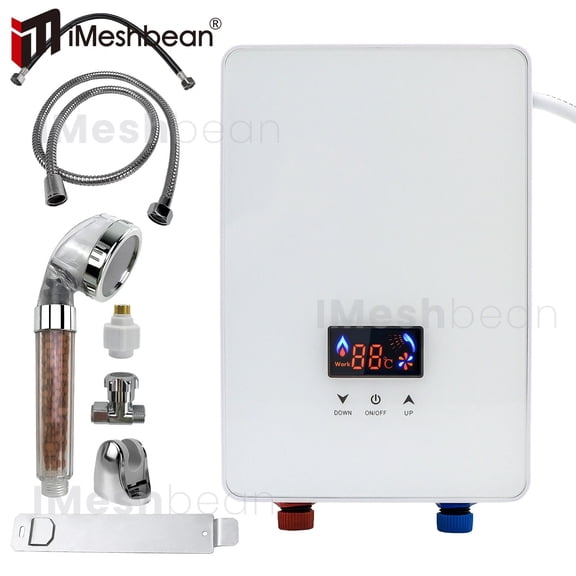 iMeshbean 6500W 220V Tankless Electric Water Heater Instant Boiler On Demand Whole House